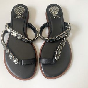 Vince Camuto Black Sandals with gems. Size 7.